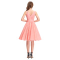 Grace Karin Sleeveless Deep V-Neck Pink Vintage vestido de algodão retro CL008955-3